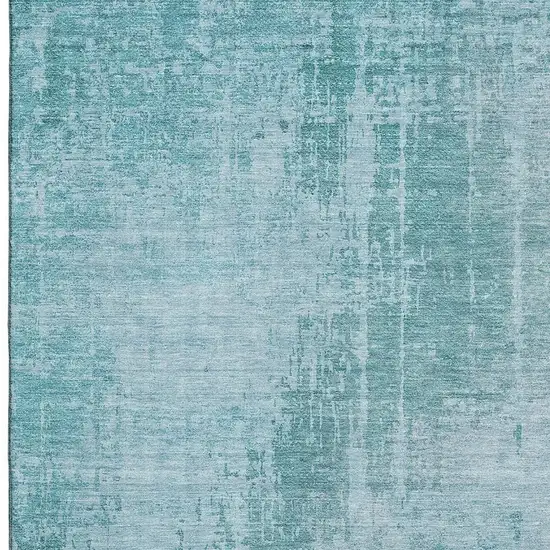 Aqua And Teal Abstract Washable Area Rug With UV Protection Photo 4