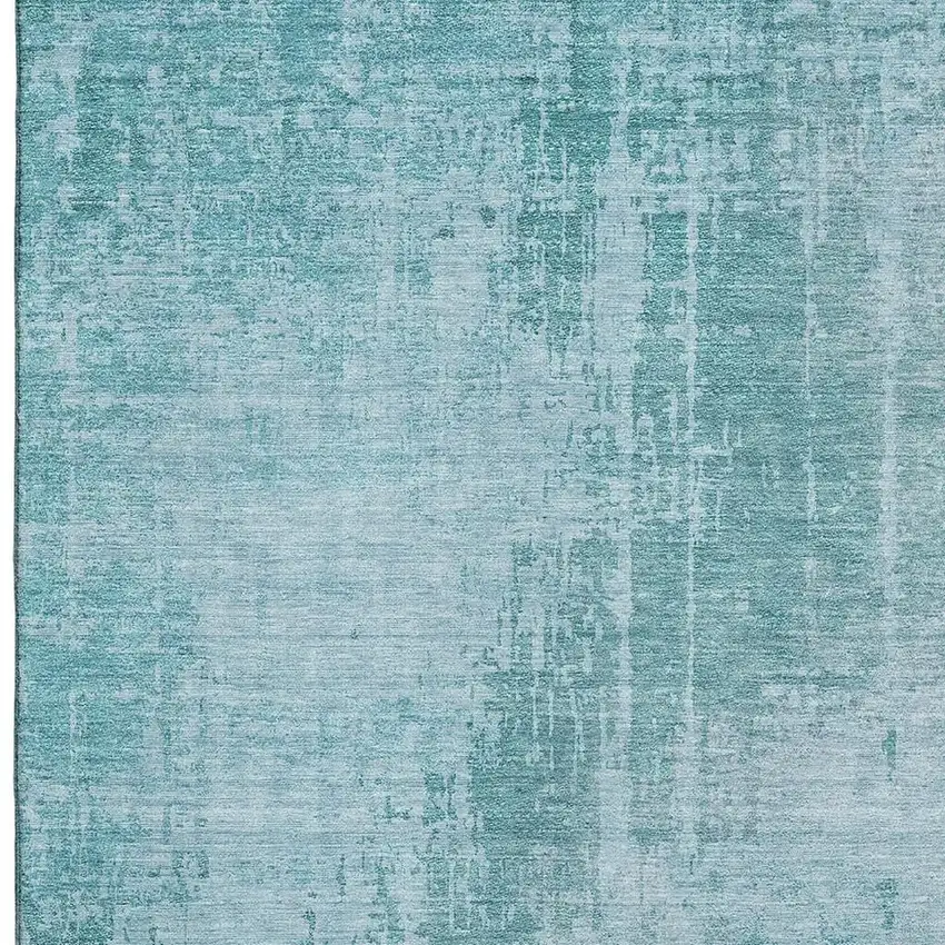 Aqua And Teal Abstract Washable Area Rug With UV Protection Photo 4