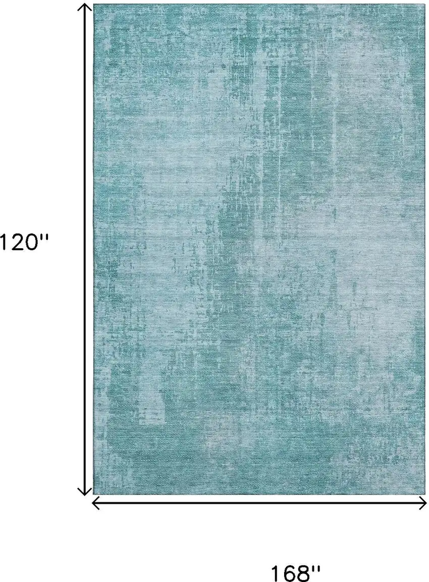 Aqua And Teal Abstract Washable Area Rug With UV Protection Photo 3