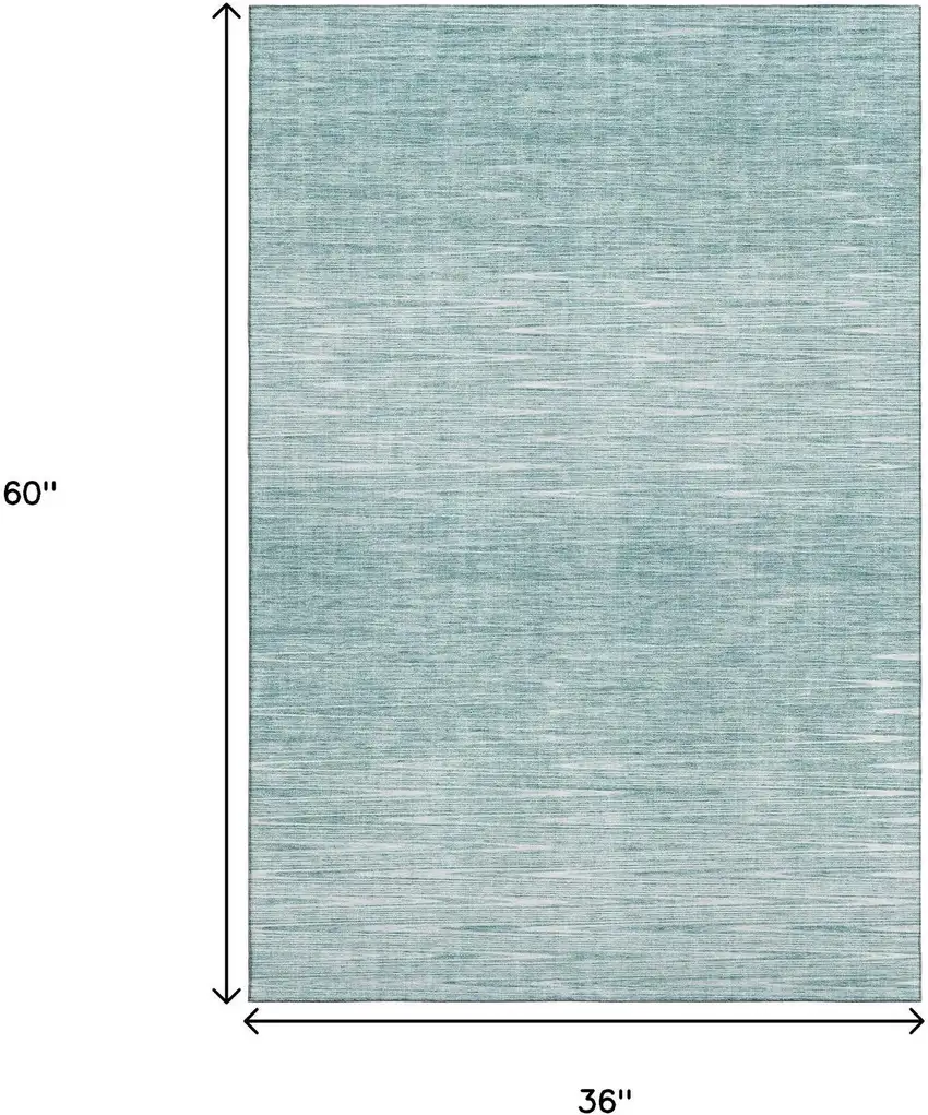 Aqua And Teal Abstract Washable Area Rug With UV Protection Photo 3