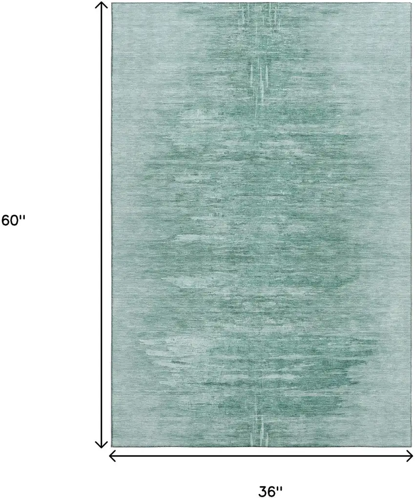 Aqua And Teal Abstract Washable Area Rug With UV Protection Photo 3