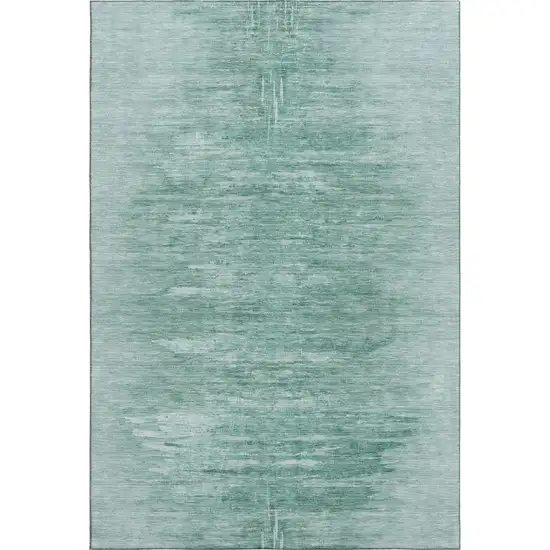 Aqua And Teal Abstract Washable Area Rug With UV Protection Photo 1