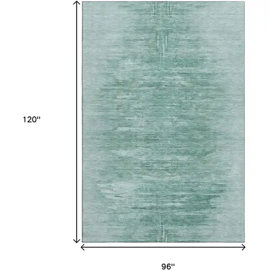 Aqua And Teal Abstract Washable Area Rug With UV Protection Photo 3