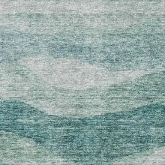 Aqua And Teal Abstract Washable Area Rug With UV Protection Photo 4
