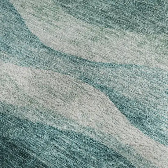 Aqua And Teal Abstract Washable Area Rug With UV Protection Photo 3