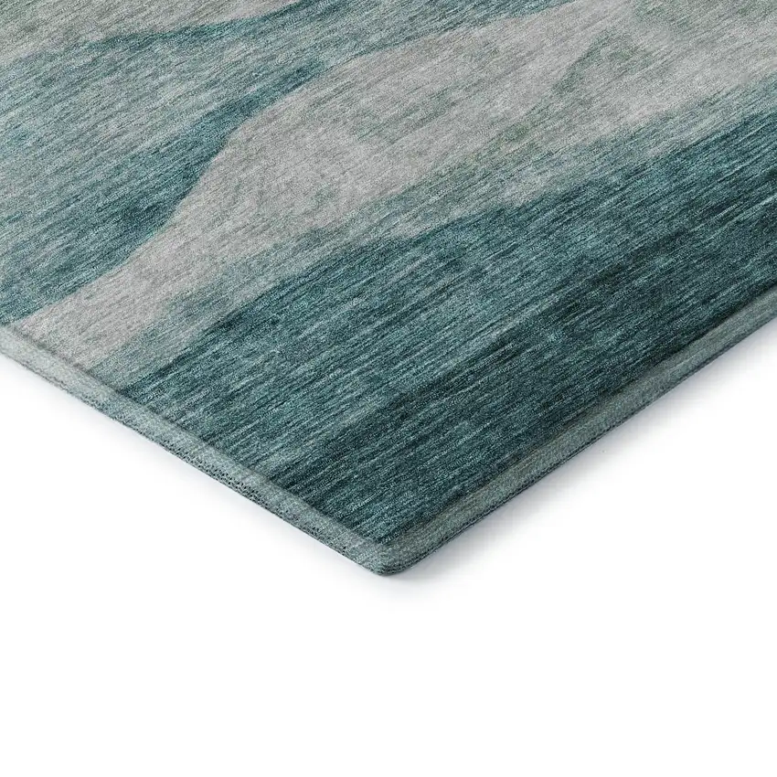 Aqua And Teal Abstract Washable Area Rug With UV Protection Photo 7