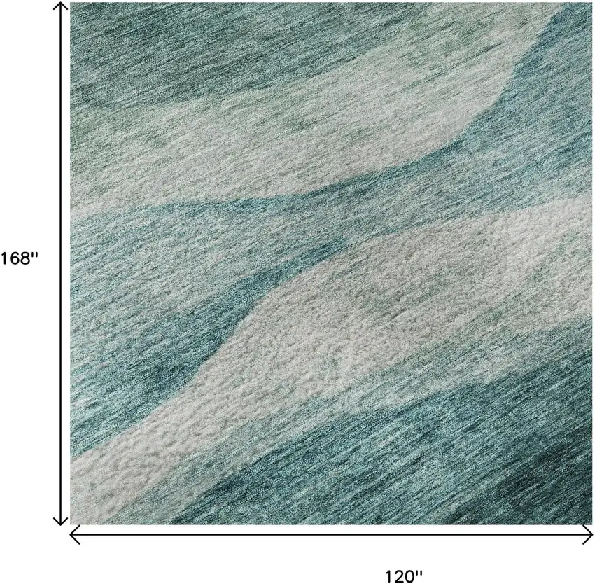 Aqua And Teal Abstract Washable Area Rug With UV Protection Photo 9