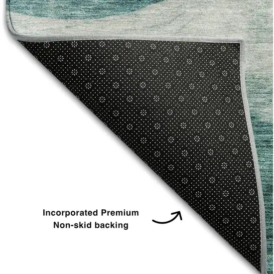 Aqua And Teal Abstract Washable Area Rug With UV Protection Photo 6