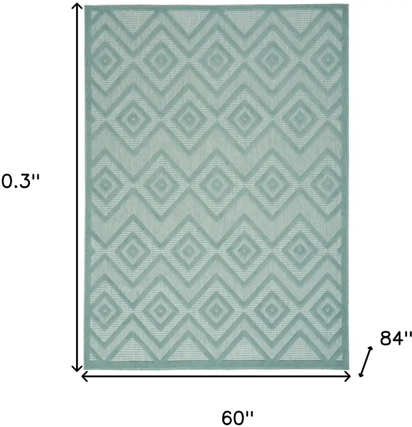 Aqua And Teal Argyle Indoor Outdoor Area Rug Photo 5