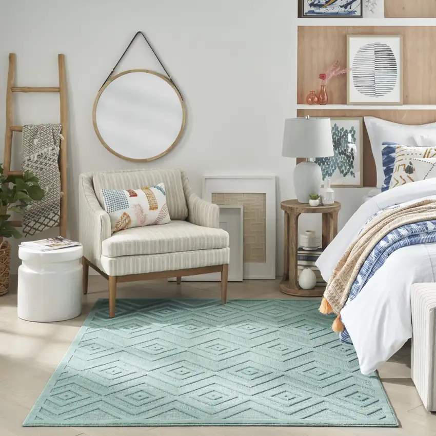 Aqua Indoor Outdoor Area Rug Photo 8