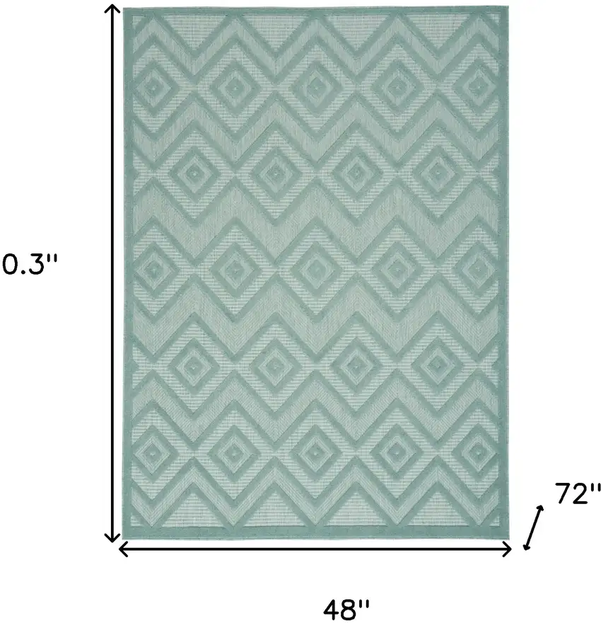 Aqua And Teal Argyle Indoor Outdoor Area Rug Photo 5