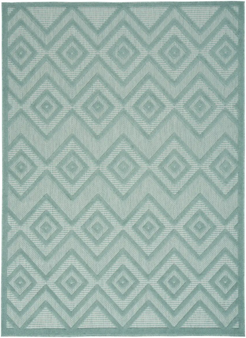 Aqua And Teal Argyle Indoor Outdoor Area Rug Photo 1