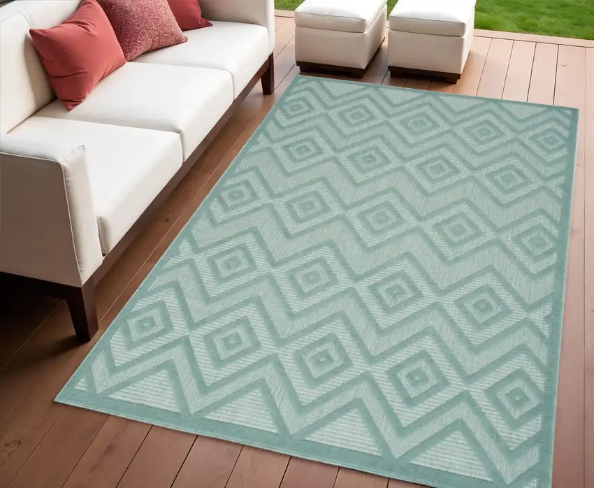Aqua Indoor Outdoor Area Rug Photo 2