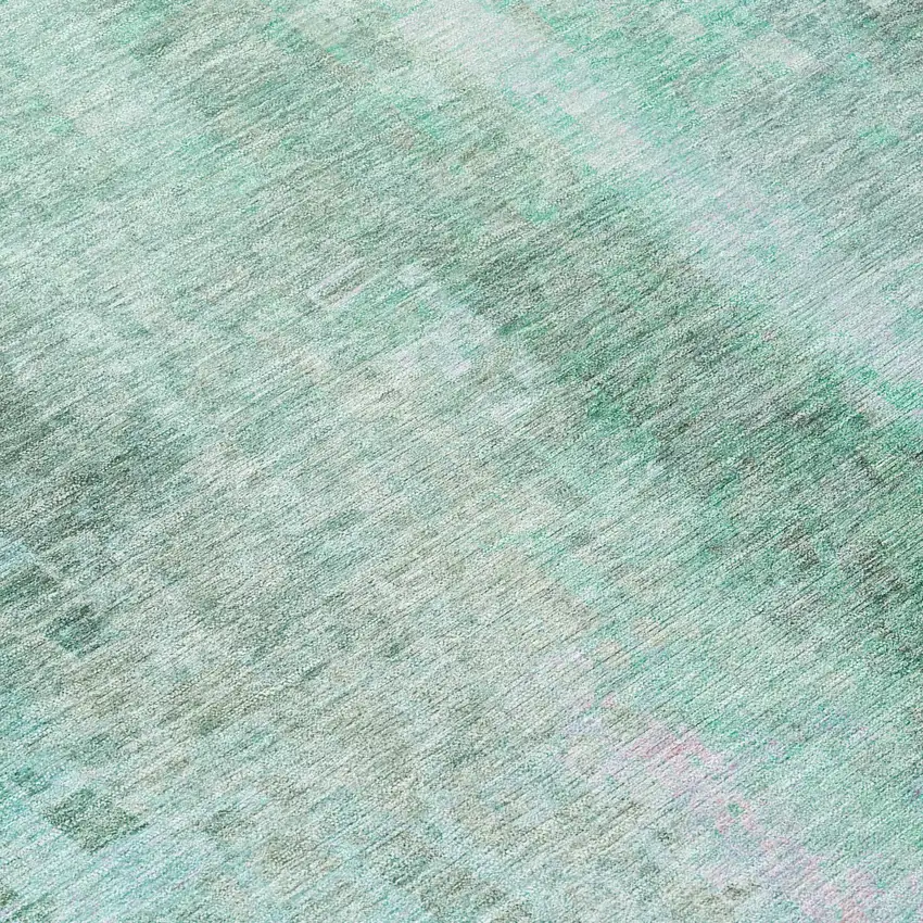 Aqua And Teal Blue Abstract Washable Indoor Outdoor Area Rug Photo 7