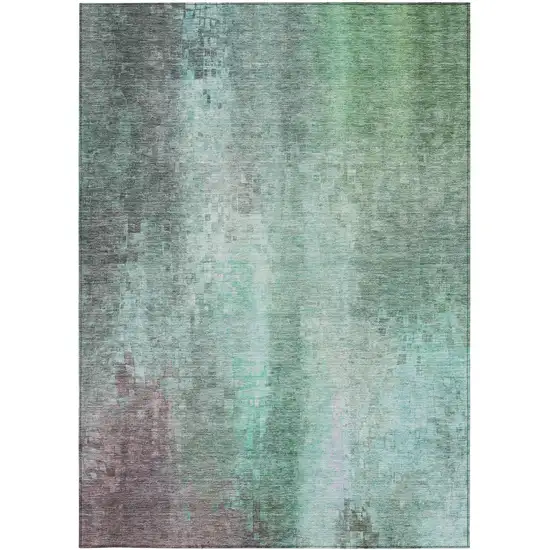 Aqua And Teal Blue Abstract Washable Indoor Outdoor Area Rug Photo 4