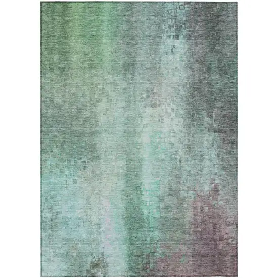Aqua And Teal Blue Abstract Washable Indoor Outdoor Area Rug Photo 2