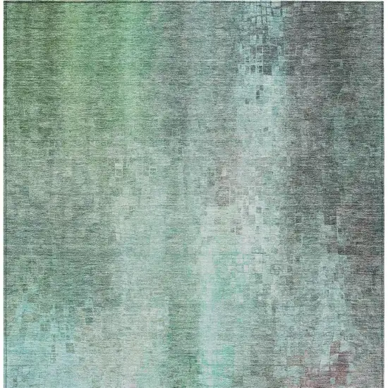 Aqua And Teal Blue Abstract Washable Indoor Outdoor Area Rug Photo 5