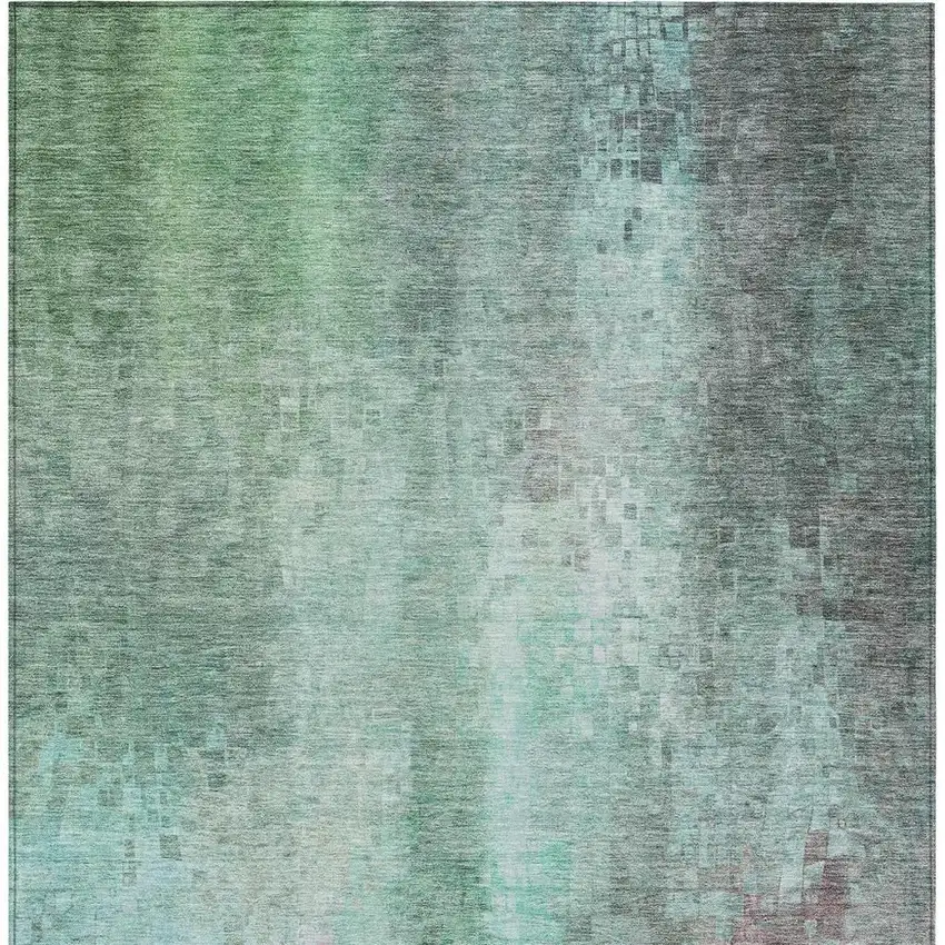 Aqua And Teal Blue Abstract Washable Indoor Outdoor Area Rug Photo 5