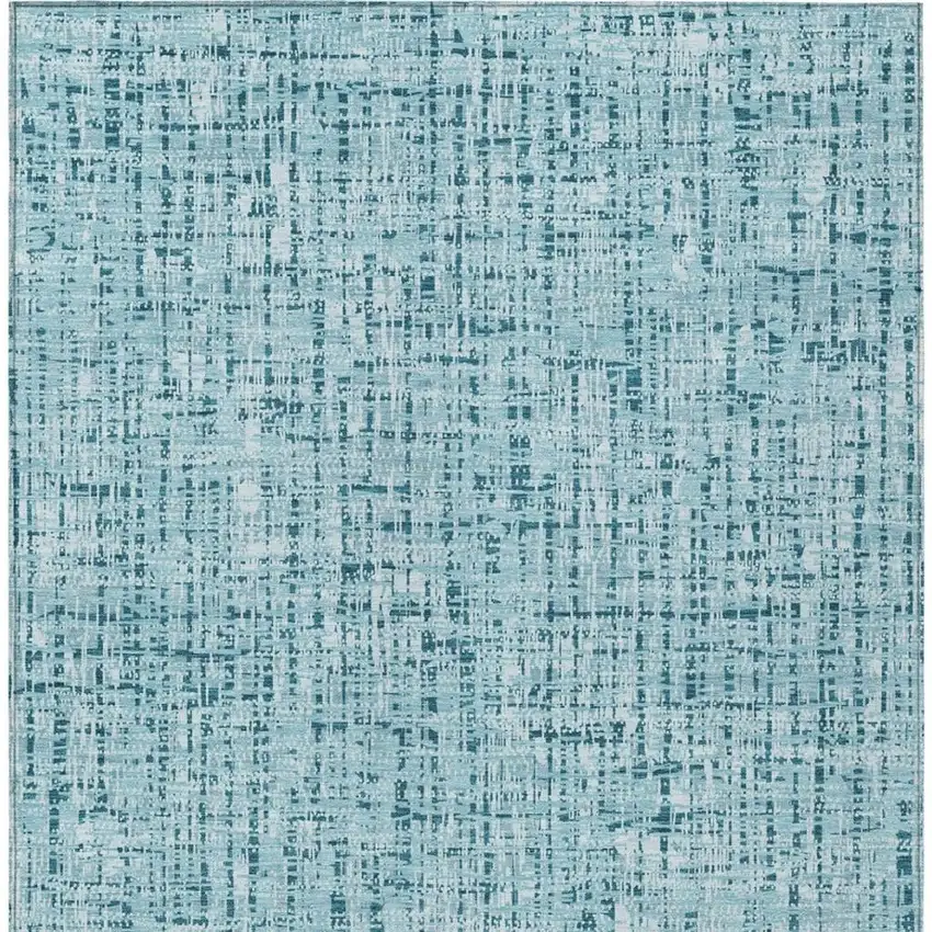 Aqua And Teal Blue Abstract Washable Indoor Outdoor Area Rug Photo 4