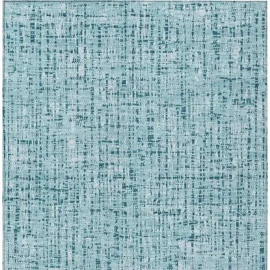 Aqua And Teal Blue Abstract Washable Indoor Outdoor Area Rug Photo 4