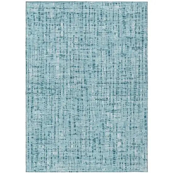 Aqua And Teal Blue Abstract Washable Indoor Outdoor Area Rug Photo 2