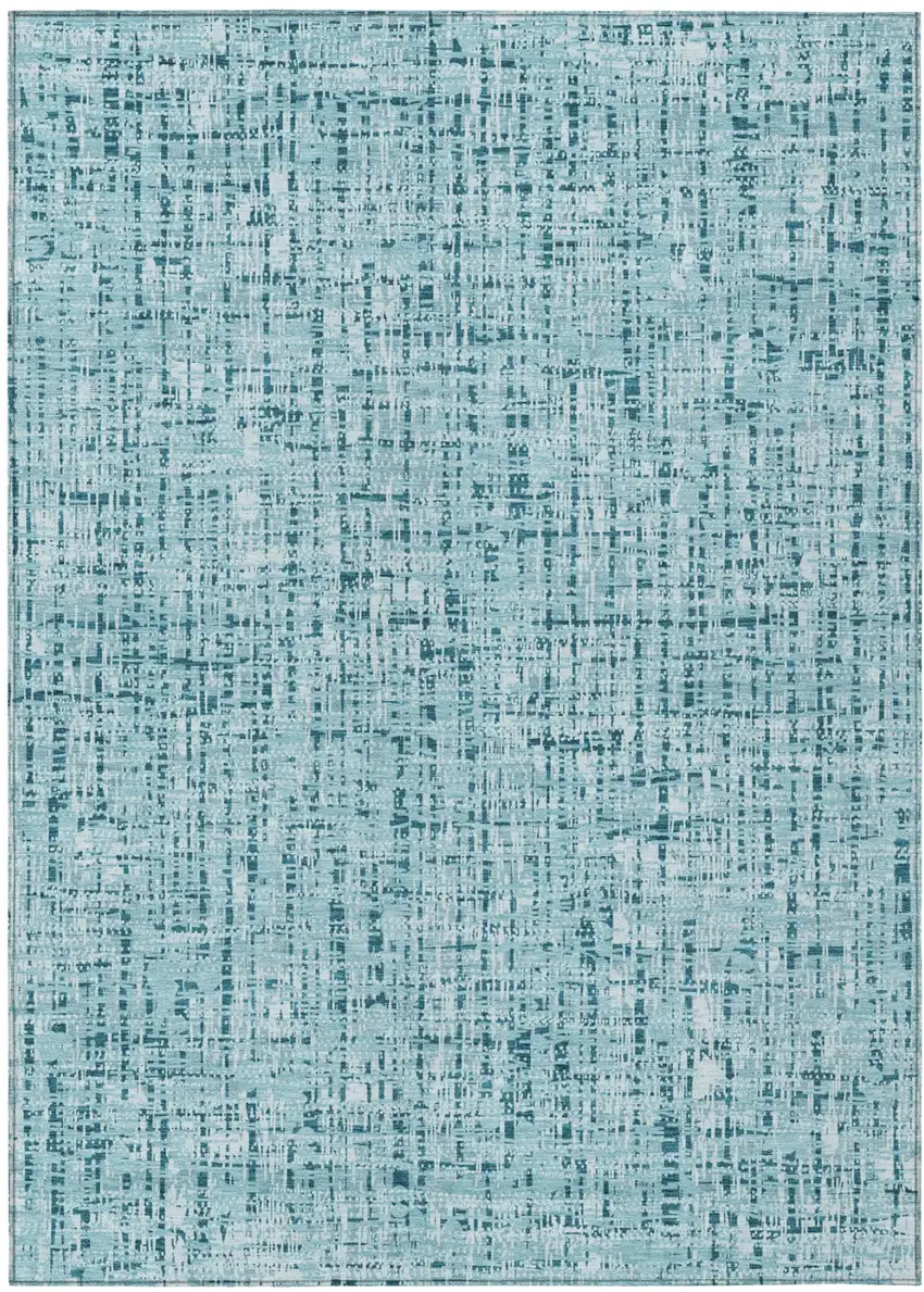 Aqua And Teal Blue Abstract Washable Indoor Outdoor Area Rug Photo 2