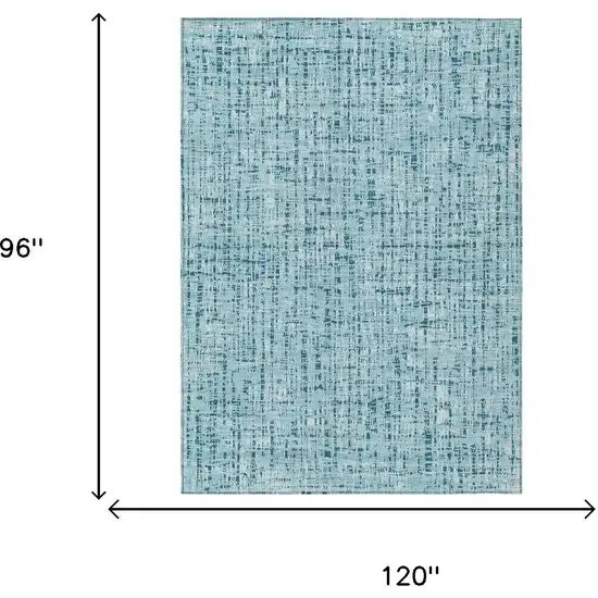 Aqua And Teal Blue Abstract Washable Indoor Outdoor Area Rug Photo 7
