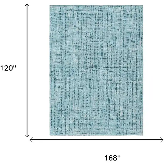 Aqua And Teal Blue Abstract Washable Indoor Outdoor Area Rug Photo 7