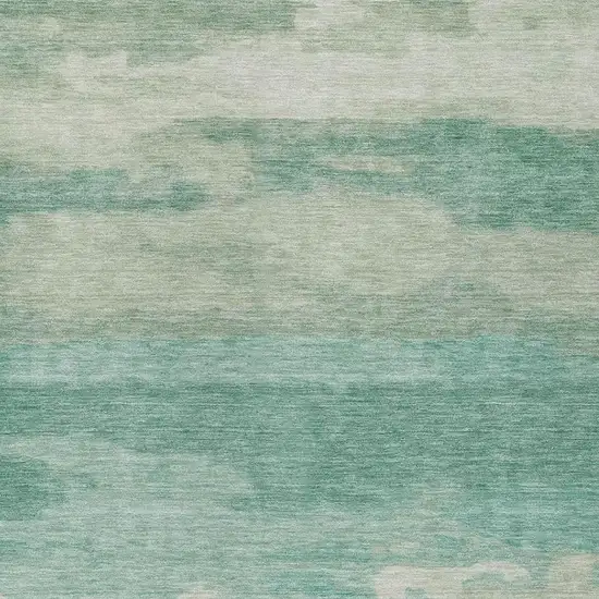 Aqua And Teal Blue Abstract Washable Indoor Outdoor Area Rug Photo 2