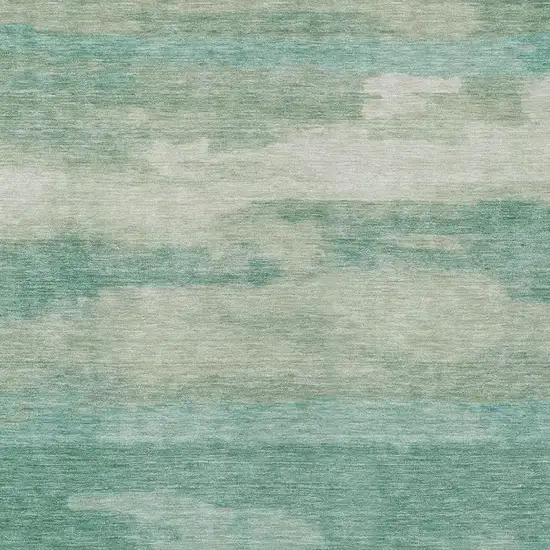 Aqua And Teal Blue Abstract Washable Indoor Outdoor Area Rug Photo 4