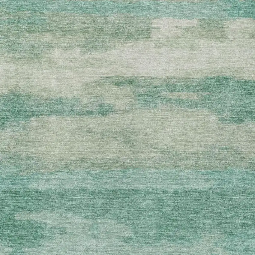 Aqua And Teal Blue Abstract Washable Indoor Outdoor Area Rug Photo 8