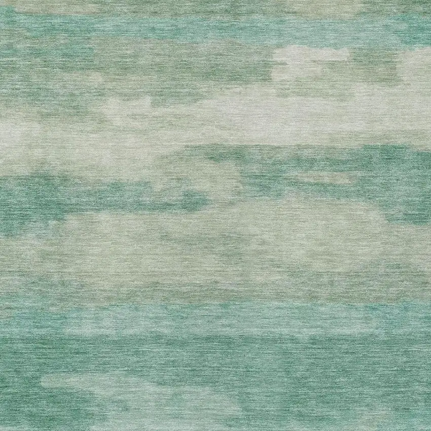 Aqua And Teal Blue Abstract Washable Indoor Outdoor Area Rug Photo 6