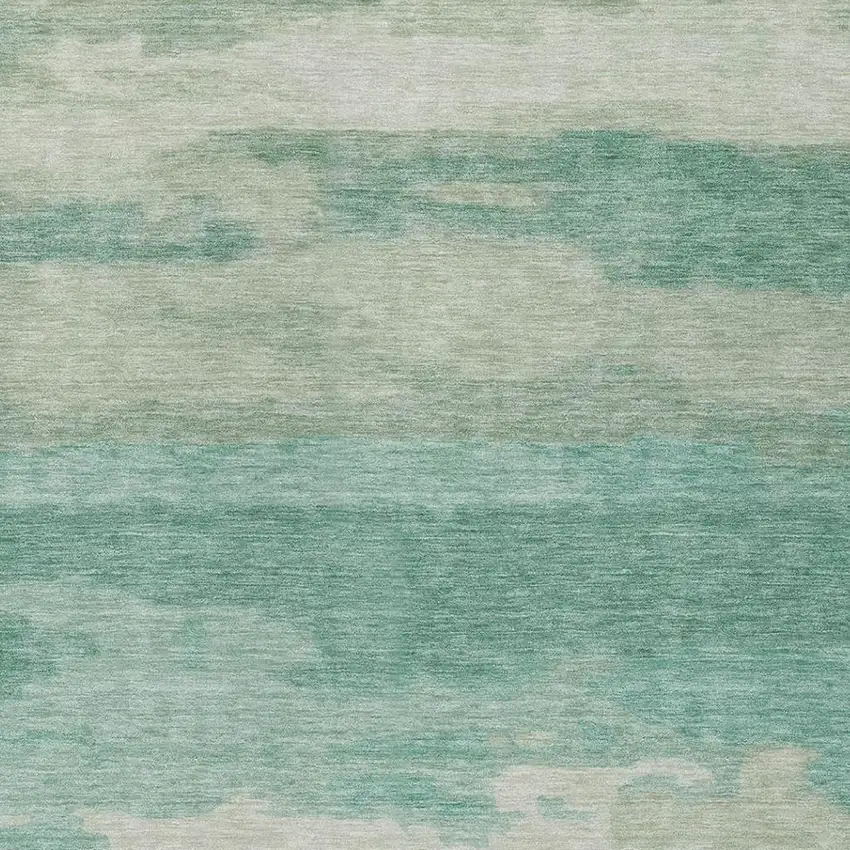 Aqua And Teal Blue Abstract Washable Indoor Outdoor Area Rug Photo 9