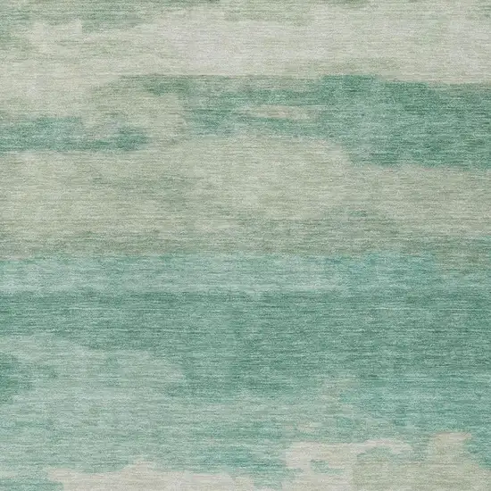 Aqua And Teal Blue Abstract Washable Indoor Outdoor Area Rug Photo 9
