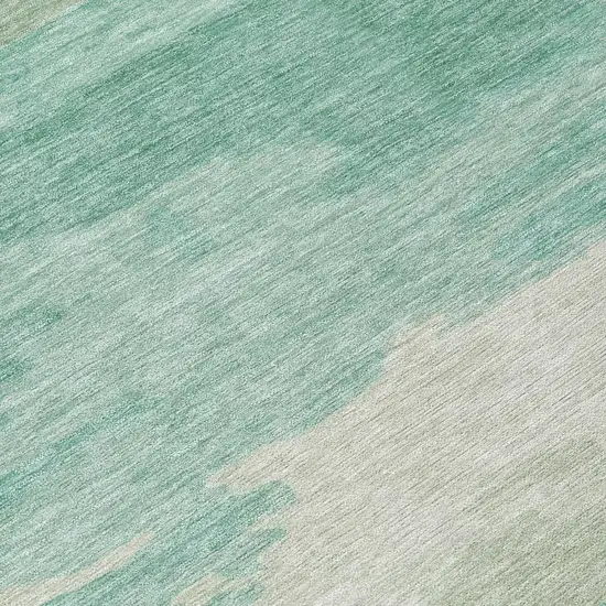 Aqua And Teal Blue Abstract Washable Indoor Outdoor Area Rug Photo 5