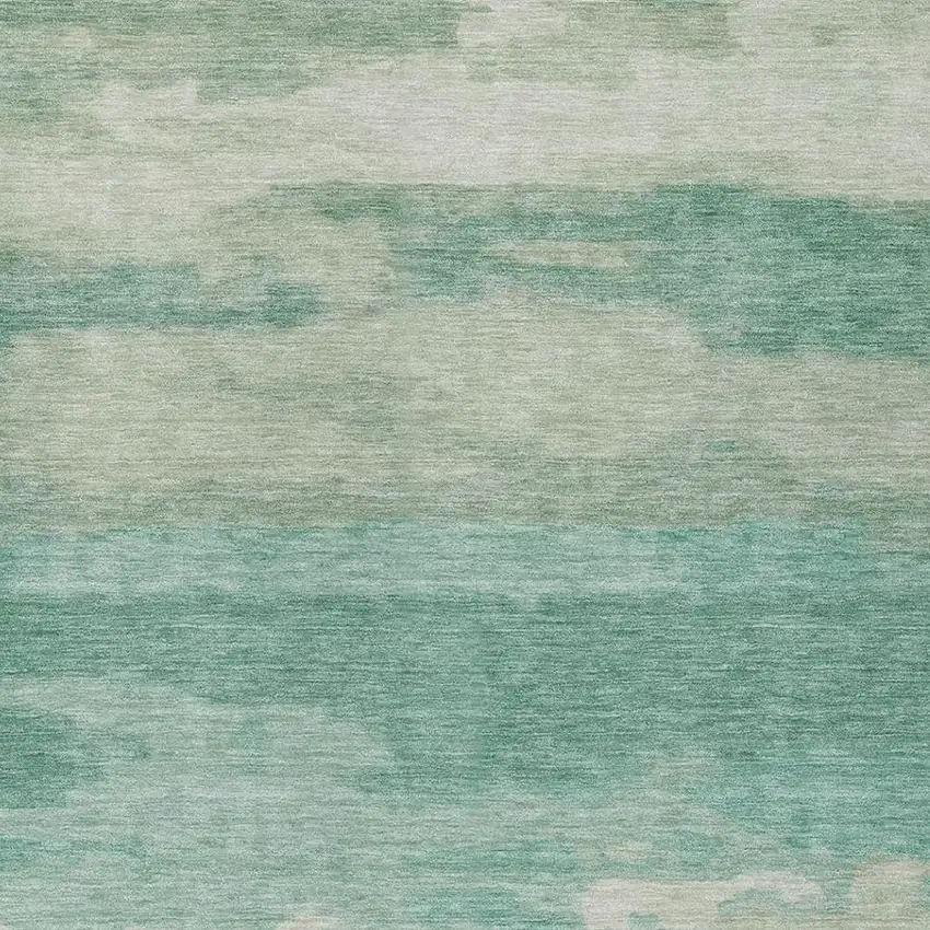 Aqua And Teal Blue Abstract Washable Indoor Outdoor Area Rug Photo 2