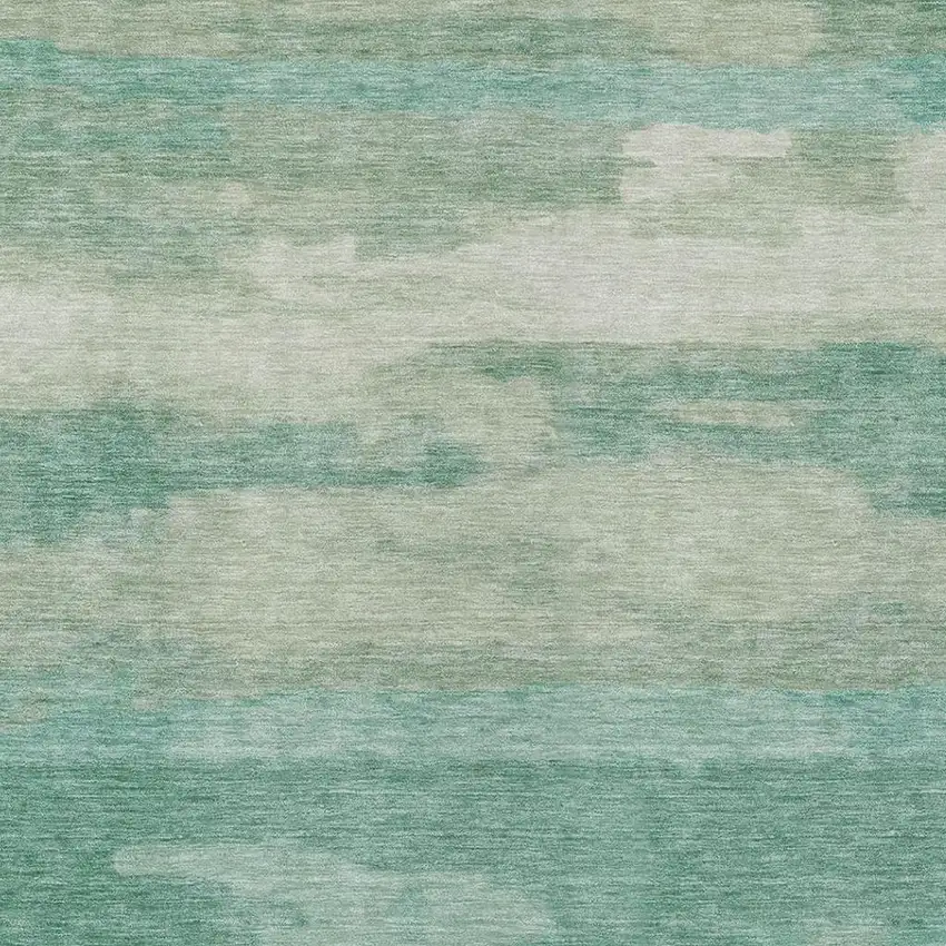 Aqua And Teal Blue Abstract Washable Indoor Outdoor Area Rug Photo 8