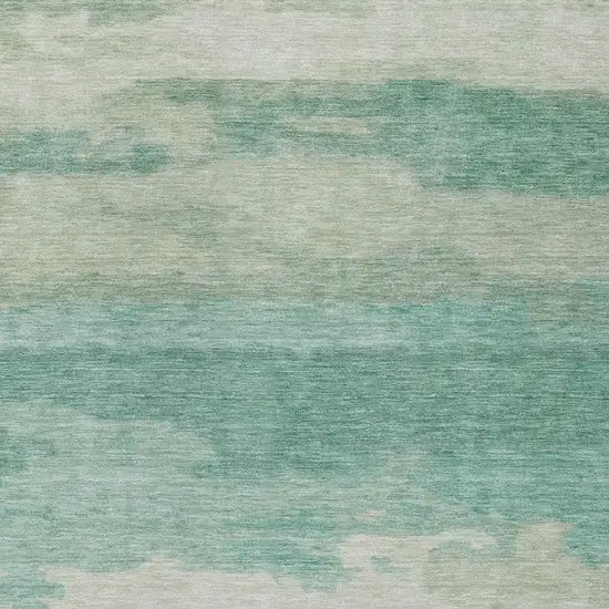 Aqua And Teal Blue Abstract Washable Indoor Outdoor Area Rug Photo 4