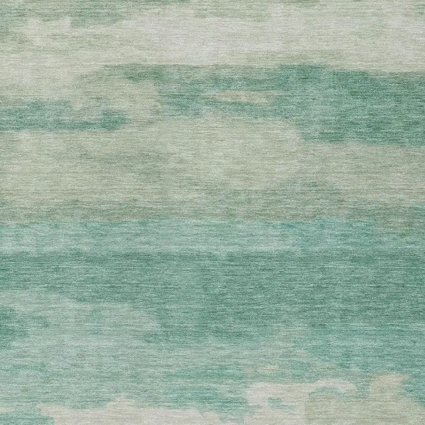 Aqua And Teal Blue Abstract Washable Indoor Outdoor Area Rug Photo 5
