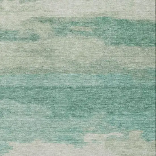 Aqua And Teal Blue Abstract Washable Indoor Outdoor Area Rug Photo 7