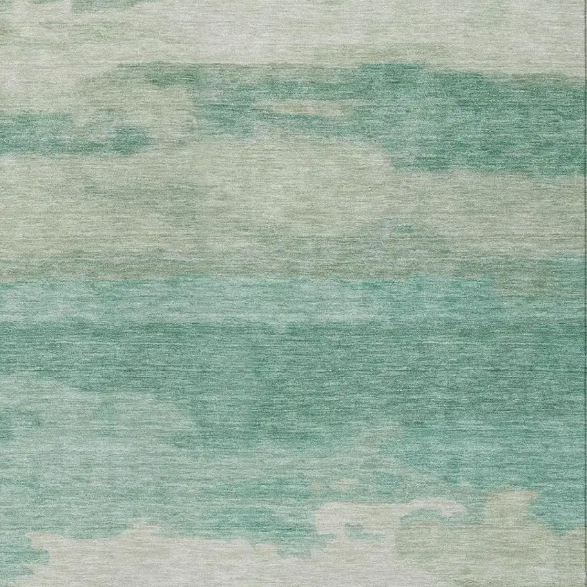 Aqua And Teal Blue Abstract Washable Indoor Outdoor Area Rug Photo 7