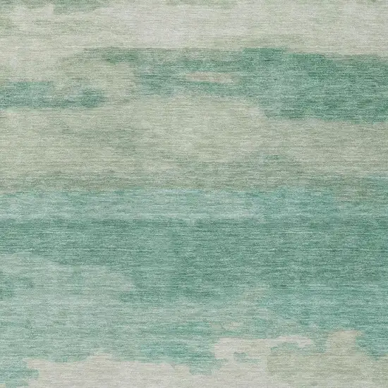 Aqua And Teal Blue Abstract Washable Indoor Outdoor Area Rug Photo 5