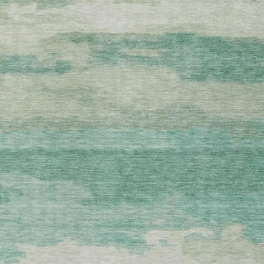 Aqua And Teal Blue Abstract Washable Indoor Outdoor Area Rug Photo 5