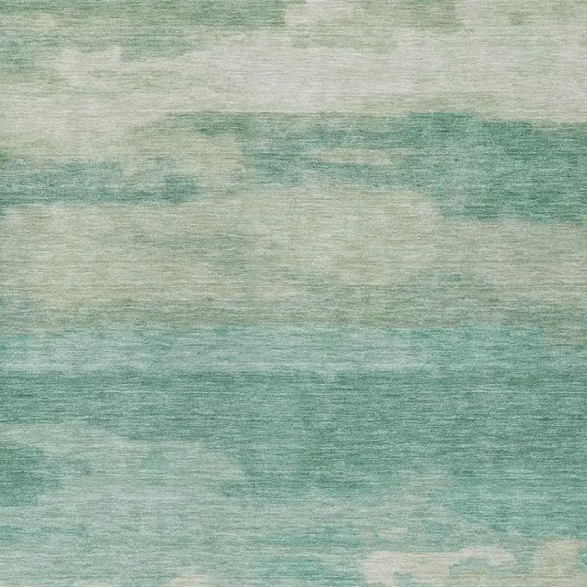 Aqua And Teal Blue Abstract Washable Indoor Outdoor Area Rug Photo 6