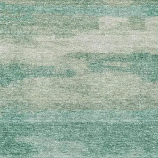 Aqua And Teal Blue Abstract Washable Indoor Outdoor Area Rug Photo 1