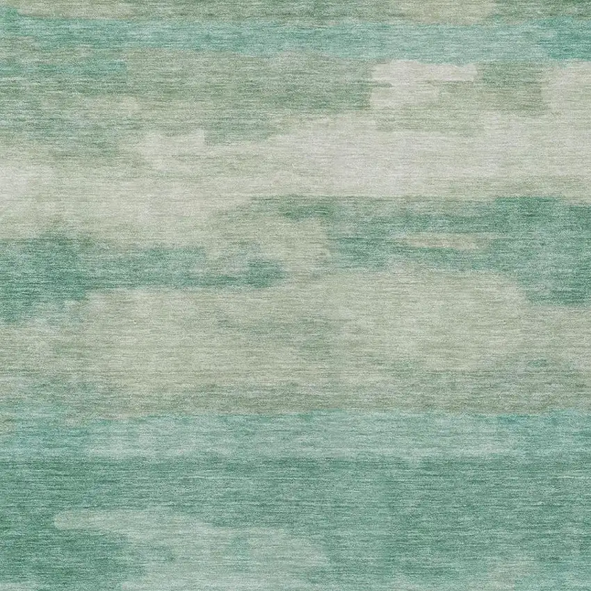 Aqua And Teal Blue Abstract Washable Indoor Outdoor Area Rug Photo 1