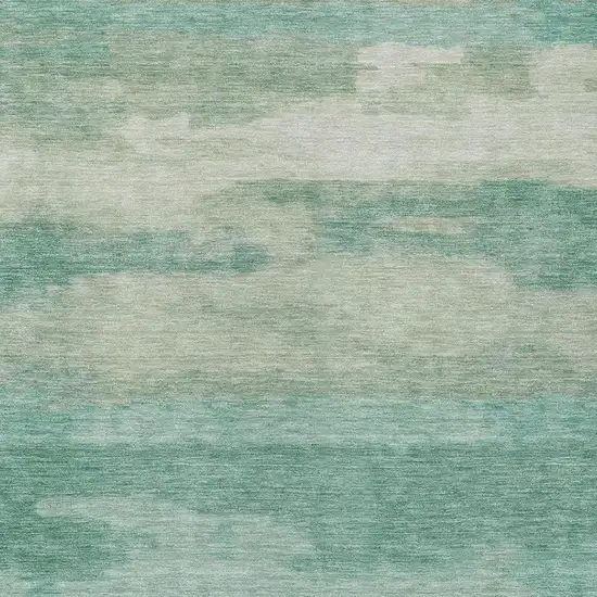 Aqua And Teal Blue Abstract Washable Indoor Outdoor Area Rug Photo 8