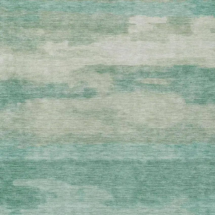 Aqua And Teal Blue Abstract Washable Indoor Outdoor Area Rug Photo 8