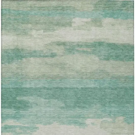 Aqua And Teal Blue Abstract Washable Indoor Outdoor Area Rug Photo 7