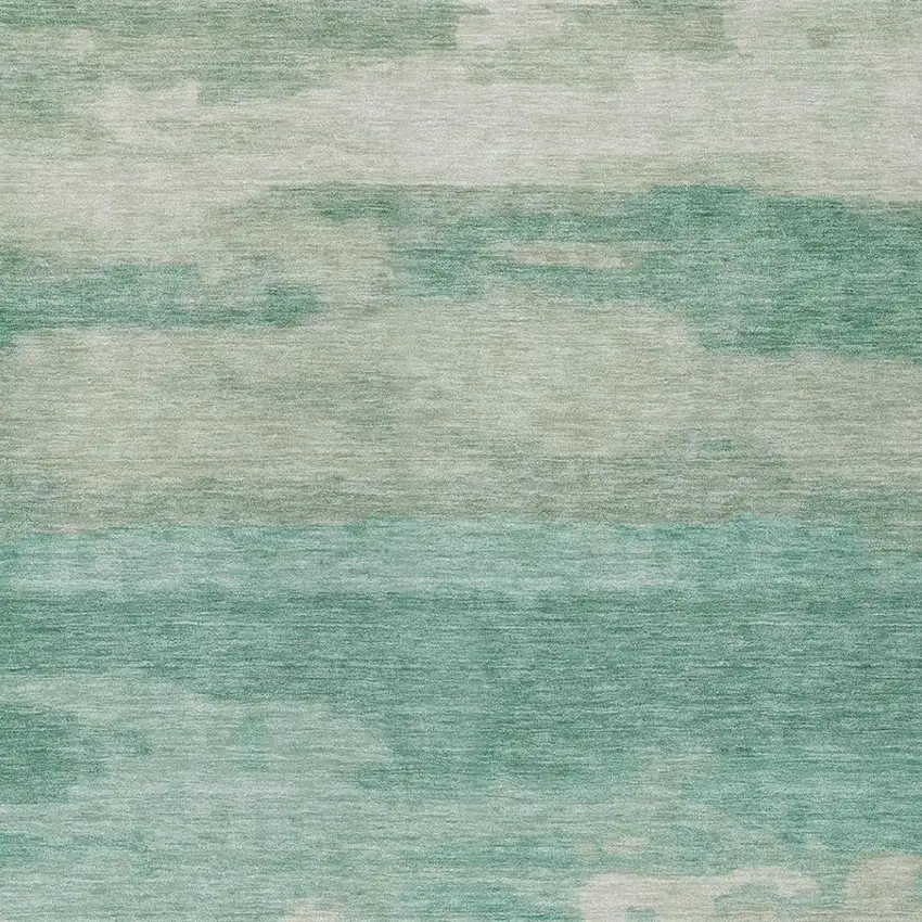 Aqua And Teal Blue Abstract Washable Indoor Outdoor Area Rug Photo 1